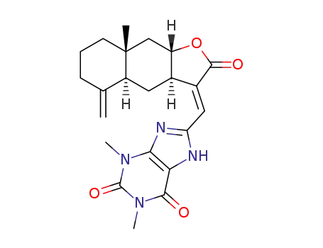 1,3-dimethyl-8-((E)-((3aR,4aS,8aR,9aR)-8a-methyl-5-methylene-2-oxodecahydronaphtho[2,3-b]furan-3(2H)ylidene)methyl)-1H-purine-2,6(3H,7H)dione
