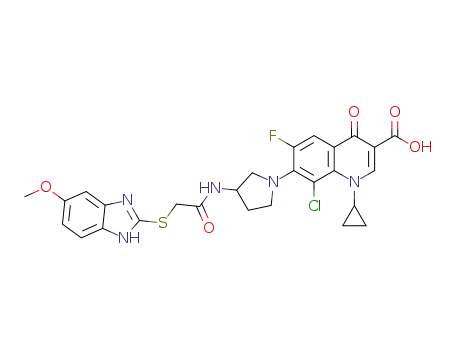 8-chloro-1-cyclopropyl-6-fluoro-7-(3-(2-((5-methoxy-1H-benzo[d]imidazol-2-yl)thio)acetamido)pyrrolidin-1-yl)-4-oxo-1,4-dihydroquinoline-3-carboxylic acid