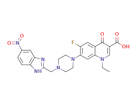1-ethyl-6-fluoro-1,4-dihydro-7-(4-((5-nitro-1H-benzo[d]imidazol-2-yl)methyl)piperazin-1-yl)-4-oxoquinoline-3-carboxylic acid