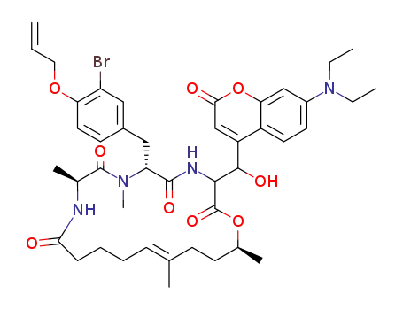 (6R,9S,19S,15E)-6-(4-allyloxy-3-bromo-benzyl)-3-{[7-(diethylamino)-2-oxo-2H-chrom-en-4-yl](hydroxy)methyl}-7,9,16,19-tetramethyl-1-oxa-4,7,10-triazacyclonona-dec-15-en-2,5,8,11-tetraon