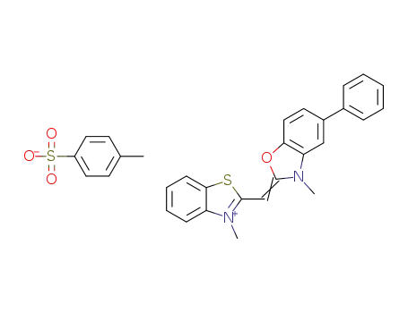 3-methyl-2-(3-methyl-5-phenyl-3H-benzooxazol-2-ylidenemethyl)benzothiazol-3-ium p-toluenesulfonate