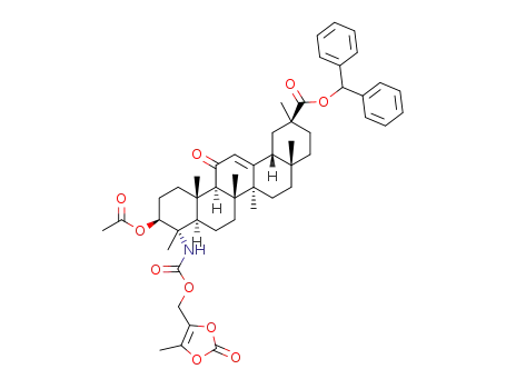 benzhydryl (2S,4aS,6aS,6bR,8aR,9S,10S,12aS,12bR,14bR)-10-acetoxy-2,4a,6a,6b,9,12a-hexamethyl-9-((((5-methyl-2-oxo-1,3-dioxol-4-yl)methoxy)carbonyl)amino)-13-oxo-1,2,3,4,4a,5,6,6a,6b,7,8,8a,9,10,11,12,12a,12b,13,14b-icosahydropicene-2-carboxylate