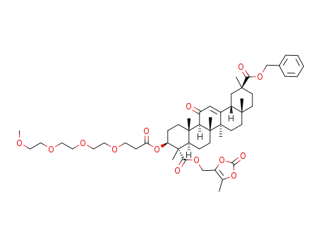 2-benzyl 9-((5-methyl-2-oxo-1,3-dioxol-4-yl)methyl) (2S,4aS,6aS,6bR,8aR,9S,10S,12aS,12bR,14bR)-10-((2,5,8,11-tetraoxatetradecan-14-oyl)oxy)-2,4a,6a,6b,9,12a-hexamethyl-13-oxo-1,2,3,4,4a,5,6,6a,6b,7,8,8a,9,10,11,12,12a,12b,13,14b-icosahydropicene-2,9-dicarboxylate