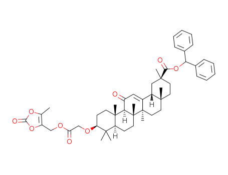 benzhydryl (2S,4aS,6aS,6bR,8aR,10S,12aS,12bR,14bR)-2,4a,6a,6b,9,9,12a-heptamethyl-10-(2-((5-methyl-2-oxo-1,3-dioxol-4-yl)methoxy)-2-oxoethoxy)-13-oxo-1,2,3,4,4a,5,6,6a,6b,7,8,8a,9,10,11,12,12a,12b,13,14b-icosahydropicene-2-carboxylate