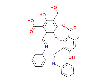 3,8-dihydroxy-9-hydroxymethyl-1-methyl-11-oxo-4,6-bis-(phenylimino-methyl)-11H-dibenzo[b,e][1,4]dioxepin-7-carboxylic acid