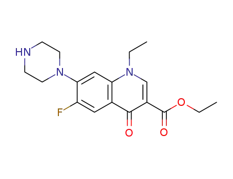 Molecular Structure of 74011-47-5 (3-Quinolinecarboxylicacid, 1-ethyl-6-fluoro-1,4-dihydro-4-oxo-7-(1-piperazinyl)-, ethyl ester)
