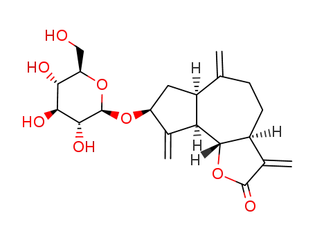 Molecular Structure of 57576-33-7 ((3aS)-3a,4,5,6,6aβ,7,8,9,9aβ,9bα-Decahydro-8α-(β-D-glucopyranosyloxy)-3,6,9-tris(methylene)azuleno[4,5-b]furan-2(3H)-one)
