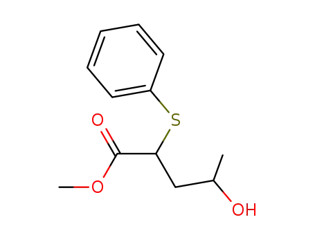 Molecular Structure of 90670-14-7 (Pentanoic acid, 4-hydroxy-2-(phenylthio)-, methyl ester)