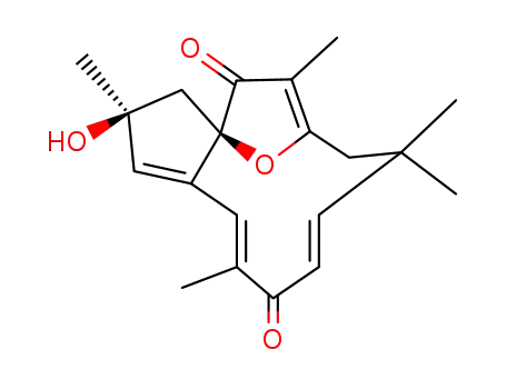 Molecular Structure of 85201-83-8 ((9Z,12Z)-2-hydroxy-2,5,8,8,12-pentamethyl-2,3,7,8-tetrahydro-3a,6-epoxycyclopenta[12]annulene-4,11-dione)