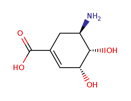 Molecular Structure of 178948-66-8 (1-Cyclohexene-1-carboxylic acid, 5-amino-3,4-dihydroxy-, (3R,4S,5R)-)