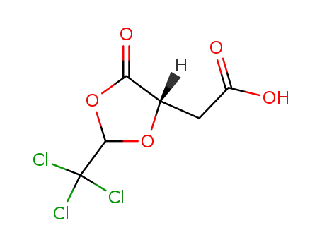 Molecular Structure of 196512-77-3 (1,3-Dioxolane-4-acetic acid, 5-oxo-2-(trichloromethyl)-, (4S)-)