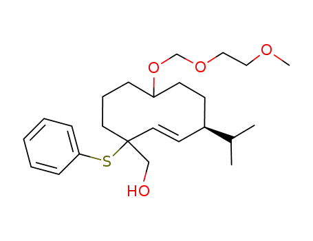 Molecular Structure of 113603-28-4 (2-Cyclodecene-1-methanol,
7-[(2-methoxyethoxy)methoxy]-4-(1-methylethyl)-1-(phenylthio)-)