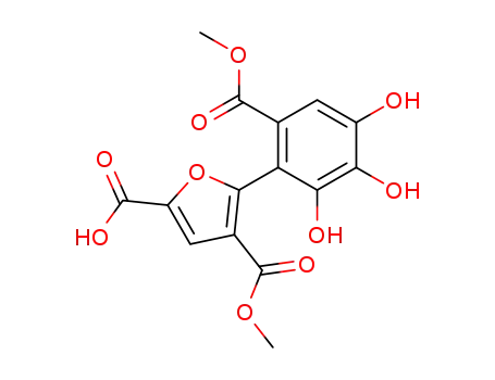 Molecular Structure of 91121-09-4 (2,4-Furandicarboxylic acid,
5-[2,3,4-trihydroxy-6-(methoxycarbonyl)phenyl]-, 4-methyl ester)