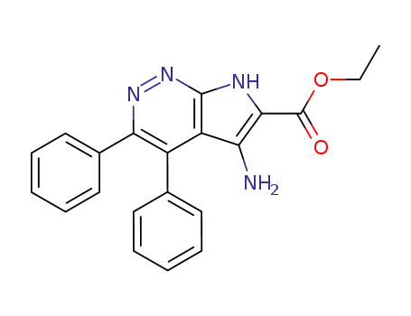 Molecular Structure of 141238-66-6 (1H-Pyrrolo[2,3-c]pyridazine-6-carboxylic acid, 5-amino-3,4-diphenyl-,
ethyl ester)