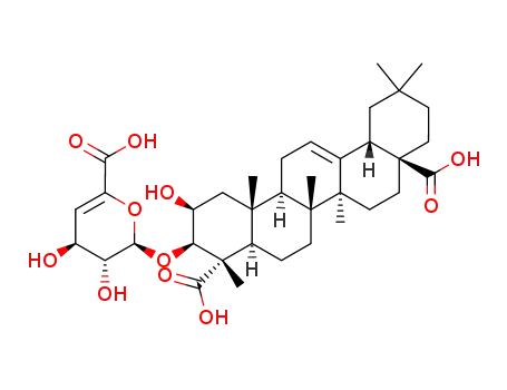 Molecular Structure of 108886-08-4 (Olean-12-ene-23,28-dioicacid, 3-[(4-deoxy-a-L-threo-hex-4-enopyranuronosyl)oxy]-2-hydroxy-, (2b,3b,4a)- (9CI))