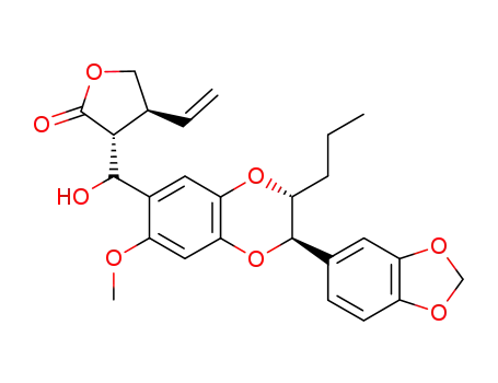 (+/-)-(3S*,4R*)-3-<(1'R*/S*)-1-<(2''R*,3''R*)/(2''S*,3''S*)-2''-Propyl-6-methoxy-3''-(3,4-methylenedioxyphenyl)-1,4-benzodioxan-7-yl>-1'-hydroxymethyl>-4-vinyldihydro-2(3H)-furanone