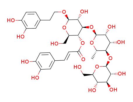 Molecular Structure of 112664-03-6 (b-D-Glucopyranoside,2-(3,4-dihydroxyphenyl)ethyl O-b-D-glucopyranosyl-(1®4)-O-6-deoxy-a-L-mannopyranosyl-(1®3)-, 4-[(2E)-3-(3,4-dihydroxyphenyl)-2-propenoate] (9CI))