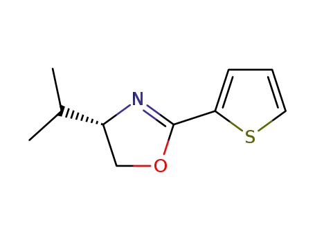 Molecular Structure of 149065-76-9 (Oxazole, 4,5-dihydro-4-(1-methylethyl)-2-(2-thienyl)-, (4S)-)