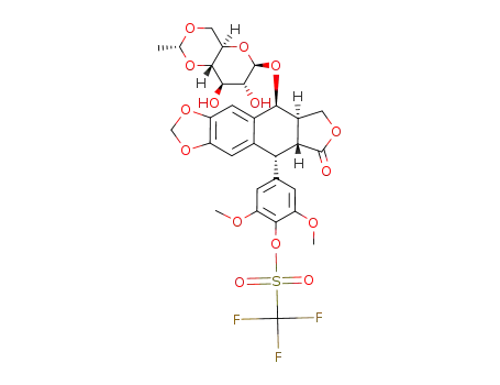Trifluoro-methanesulfonic acid 4-[(5R,5aR,8aR,9S)-9-((2R,4aR,6R,7R,8R,8aS)-7,8-dihydroxy-2-methyl-hexahydro-pyrano[3,2-d][1,3]dioxin-6-yloxy)-6-oxo-5,5a,6,8,8a,9-hexahydro-furo[3',4':6,7]naphtho[2,3-d][1,3]dioxol-5-yl]-2,6-dimethoxy-phenyl ester