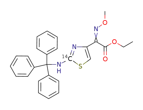 ethyl 2-(<2-(14)C>-2-tritylaminothiazol-4-yl)-2-syn-methoximinoacetate