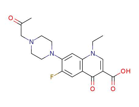 Molecular Structure of 103175-73-1 (3-Quinolinecarboxylicacid, 1-ethyl-6-fluoro-1,4-dihydro-4-oxo-7-[4-(2-oxopropyl)-1-piperazinyl]-)