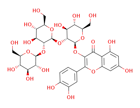 Molecular Structure of 38681-85-5 (3-[(2S,3R,4S,5R,6R)-3-[(2S,3R,4S,5R,6R)-4,5-dihydroxy-6-(hydroxymethyl)-3-[(2S,3R,4S,5R,6R)-3,4,5-trihydroxy-6-(hydroxymethyl)oxan-2-yl]oxy-oxan-2-yl]oxy-4,5-dihydroxy-6-(hydroxymethyl)oxan-2-yl]oxy-2-(3,4-dihydroxyphenyl)-5,7-dihydroxy-chromen-4-one)