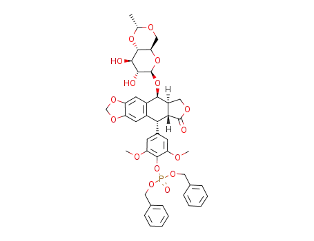 Phosphoric acid dibenzyl ester 4-[(5R,5aR,8aR,9S)-9-((2R,4aR,6R,7R,8R,8aS)-7,8-dihydroxy-2-methyl-hexahydro-pyrano[3,2-d][1,3]dioxin-6-yloxy)-6-oxo-5,5a,6,8,8a,9-hexahydro-furo[3',4':6,7]naphtho[2,3-d][1,3]dioxol-5-yl]-2,6-dimethoxy-phenyl ester