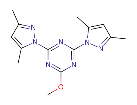 Molecular Structure of 92250-33-4 (1,3,5-Triazine, 2,4-bis(3,5-dimethyl-1H-pyrazol-1-yl)-6-methoxy-)