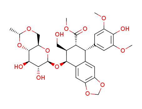 (5R,6R,7R,8S)-8-((2R,4aR,6R,7R,8R,8aS)-7,8-Dihydroxy-2-methyl-hexahydro-pyrano[3,2-d][1,3]dioxin-6-yloxy)-5-(4-hydroxy-3,5-dimethoxy-phenyl)-7-hydroxymethyl-5,6,7,8-tetrahydro-naphtho[2,3-d][1,3]dioxole-6-carboxylic acid methyl ester