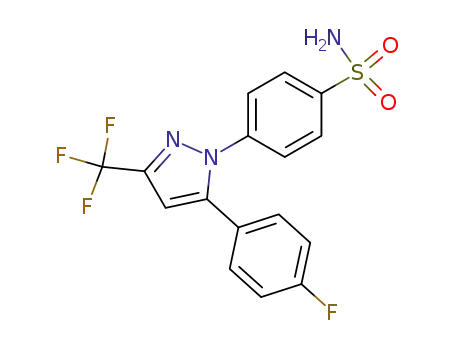 Molecular Structure of 170569-88-7 (4-[5-(4-FLUOROPHENYL)-3-(TRIFLUOROMETHYL)PYRAZOL-1-YL]BENZENE-1-SULFONAMIDE)