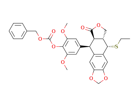 Carbonic acid benzyl ester 4-((5R,5aR,8aR,9S)-9-ethylsulfanyl-6-oxo-5,5a,6,8,8a,9-hexahydro-furo[3',4':6,7]naphtho[2,3-d][1,3]dioxol-5-yl)-2,6-dimethoxy-phenyl ester