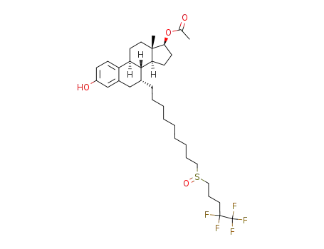 Molecular Structure of 261506-24-5 ((7a,17b)-7-7-[9-[(4,4,5,5,5-Pentafluoropentyl)sulfinyl]nonyl]-estra-1,3,5(10)-triene-3,17-diol 17-acetate)