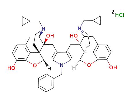 17,17'-bis(cyclopropylmethyl)-6,6',7,7'-tetrahydro-4,5:4',5'-diepoxy-6,6'-(benzylimino)[7,7'-bimorphinan]-3,3',14,14'-tetrol dihydrochloride