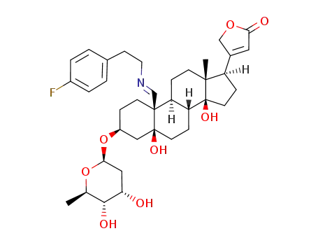 4-(3-(4,5-dihydroxy-6-methyl-tetrahydro-pyran-2-yloxy)-10-{[2-(4-fluoro-phenyl)-ethylimino]-methyl}-5,14-dihydroxy-13-methyl-hexadecahydro-cyclopenta[a]phenanthren-17-yl)-5H-furan-2-one