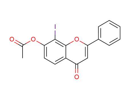 Molecular Structure of 693800-72-5 (4H-1-Benzopyran-4-one, 7-(acetyloxy)-8-iodo-2-phenyl-)