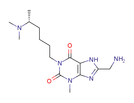 Molecular Structure of 301536-72-1 (1H-Purine-2,6-dione,
8-(aminomethyl)-1-[(5R)-5-(dimethylamino)hexyl]-3,7-dihydro-3-methyl-)