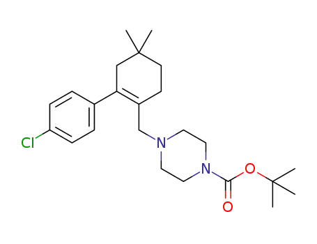 Molecular Structure of 1228780-71-9 (tert-butyl 4-((4'-chloro-5,5-diMethyl-3,4,5,6-tetrahydro-[1,1'-biphenyl]-2-yl)Methyl)piperazine-1-carboxylate)