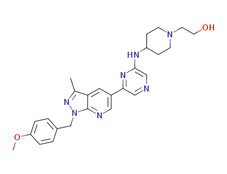 2-(4-((6-(1-(4-methoxybenzyl)-3-methyl-1H-pyrazolo[3,4-b]pyridin-5-yl)pyrazin-2-yl)amino)piperidin-1-yl)ethanol