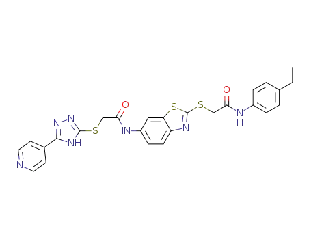 N-(4-ethylphenyl)-2-(6-(2-(5-(pyridin-4-yl)-4H-1,2,4-triazol-3-ylthio)acetamido)benzo[d]thiazol-2-ylthio)acetamide