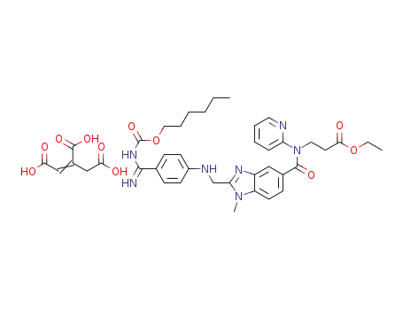 3-(((2-(((4-(N'-hexyloxicarbonylcarbamidoyl)phenyl)amino)methyl)-1-methyl-1H-benzimidazol-5-yl)carbonyl)piridin-2-ylamino)propionic acid ethyl ester acotinate