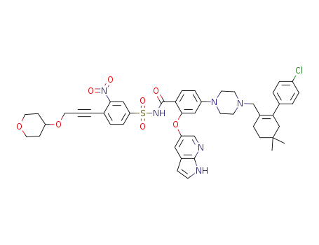 2-((1H-pyrrolo[2,3-b]pyridin-5-yl)oxy)-4-(4-((4'-chloro-5,5-dimethyl-3,4,5,6-tetrahydro-[1,1'-biphenyl]-2-yl)methyl)piperazine-1-yl)-N-((3-nitro-4-(3-((tetrahydro-2H-pyran-4-yl)oxy)prop-1-yn-1-yl)phenyl)sulfonyl)benzamide