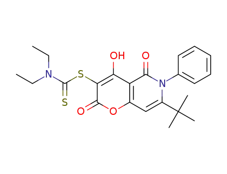 3-diethylaminothiocarbonylthio-4-hydroxy-7-t-butyl-6-phenyl-2H-pyrano[3,2-c]pyridine-2,5-dione