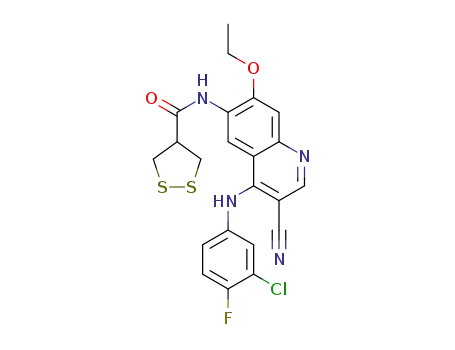 N-(4-((3-chloro-4-fluorophenyl)amino)-3-cyano-7-ethoxyquinolin-6-yl)-1,2-dithiolane-4-carboxamide