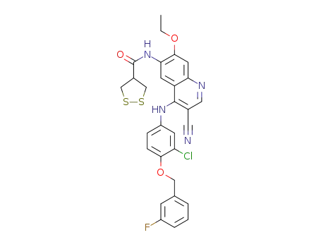 N-(4-((3-chloro-4-((3-fluorobenzyl)oxy)phenyl)amino)-3-cyano-7-ethoxyquinolin-6-yl)-1,2-dithiolane-4-carboxamide