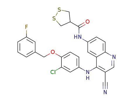 N-(4-((3-chloro-4-((3-fluorobenzyl)oxy)phenyl)amino)-3-cyanoquinolin-6-yl)-1,2-dithiolane-4-carboxamide