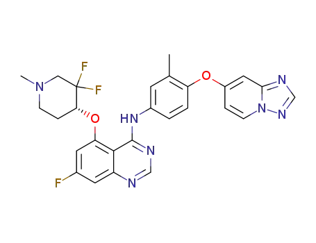 (R)-N-(4-([1,2,4]triazolo[1,5-a]pyridin-7-yloxy)-3-methylphenyl)-5-((3,3-difluoro-1-methylpiperidin-4-yl)oxy)-7-fluoroquinazolin-4-amine