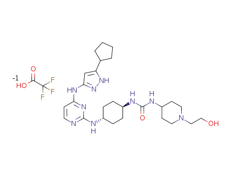 1-((1R,4R)-4-((4-((5-cyclopentyl-1H-pyrazol-3-yl)amino)pyrimidin-2-yl)amino)cyclohexyl)-3-(1-(2-hydroxyethyl)piperidin-4-yl)urea 2,2,2-trifluoroacetate