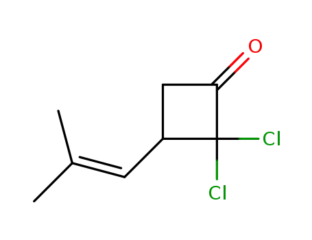 Molecular Structure of 90056-45-4 (Cyclobutanone, 2,2-dichloro-3-(2-methyl-1-propenyl)-)