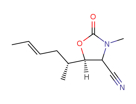 (5R)-3-methyl-5-<(1R,3E)-1-methyl-3-pentenyl>-2-oxo-4-oxazolidine-carbonitrile