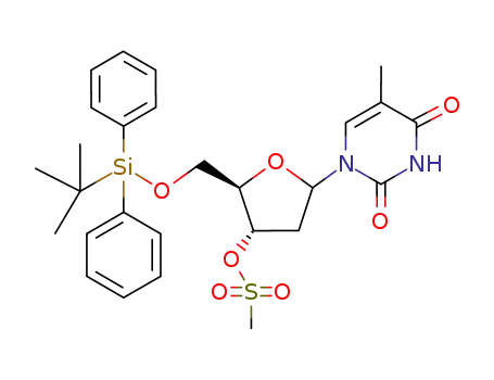1-(5-O-tert-butyldiphenylsilyl-2-deoxy-3-O-methylsulfonyl-α,β-D-erythro-pentofuranosyl)thymine